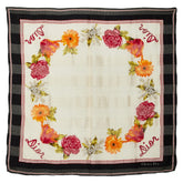 ディオール フラワー ハナ 花 スカーフ ベージュ ブラック マルチカラー シルク レディース Dior 【中古】